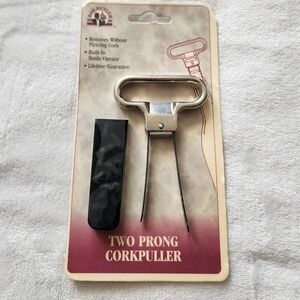 Vintage Two Prong Corkpuller Made in Italy With Built-in Bottle Opener
